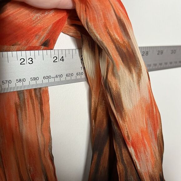 Chicos Top Womens Large Orange Sheer Beaded Chiffon 3/4 Sleeve Shirt Flowy Boho - Picture 3 of 11